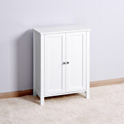 Bathroom floor storage cabinet with double door adjustable shelf in white main photo
