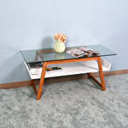 Modern living room coffee table and side table in stylish mix glass top with natural bamboo frame main photo
