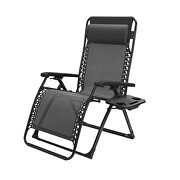 L648 (Black) Outdoor patio folding zero gravity black lounge reclining chair