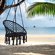 Black swing hammock chair macrame swing for indoor and outdoor main photo