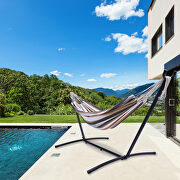 Brown/gray striped double classic hammock with stand for 2 person- indoor or outdoor main photo