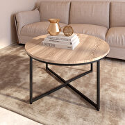 W079 (Light Brown) Light brown modern round metal coffee table