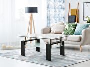 W571 Rectangle black glass coffee table