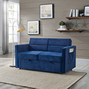 BLK9 (Blue) Blue velvet loveseats sofa bed with pullout bed