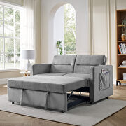BLK9 (Gray) Gray chenille loveseats sofa bed with pullout bed