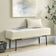 Contemporary style velvet upholstered bench in beige main photo