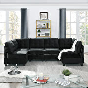 BLK24 II Black velvet u-shape modular sectional sofa includes four single chair and two corner