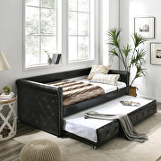 Black pu leather tufted twin daybed and twin trundle main photo