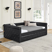 BF233 (Black) Black pu upholstery tufted daybed with trundle