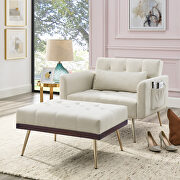 Beige recline sofa chair with ottoman main photo