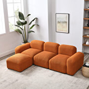 OE245 (Orange) Orange teddy fabric l-shape modular sectional sofa