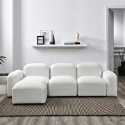 Ivory loop yarn l-shape modular sectional sofa main photo