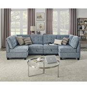 NAV24 IV Navy chenille u-shape modular sectional sofa includes four single chair and two corner