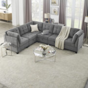 GYD24 Gray chenille l-shape modular sectional sofa includes three single chair and three corner
