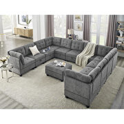 GYD24 V Gray chenille u-shape modular sectional sofa includes seven single chair, four corner and one ottoman