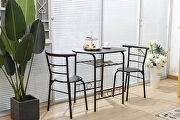3 pieces kitchen table set with metal frame and shelf storage