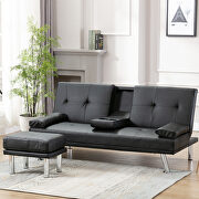 Sofa bed black air leather modern convertible folding futon main photo