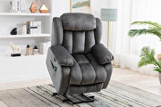 W061 (Gray) Gray velvet electric massage lift recliner with heating and vibration function