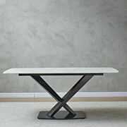 Artificial stone dining table with black frame main photo