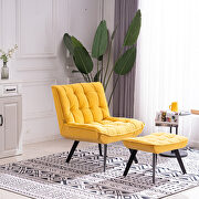 Modern yellow  soft velvet material accent chair with ottoman