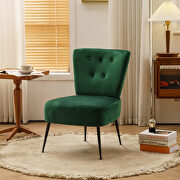 Tufted back velvet fabric farmhouse slipper chair in dark green main photo