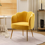 EL014 (Yellow) Yellow velvet fabric accent chair with gold legs