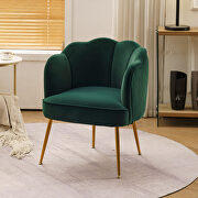 Green velvet fabric accent chair with gold legs main photo