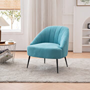 GR016 (Light Blue) Cotton linen fabric accent chair with black metal legs in light blue