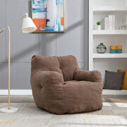 DK010 (Coffee) Coffee teddy fabric soft tufted foam bean bag chair