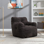 DK010 (Dark Gray) Dark gray teddy fabric soft tufted foam bean bag chair