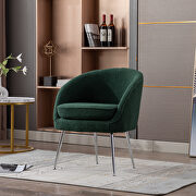 Dark green soft teddy fabric accent dining chair with shining electroplated chrome legs main photo