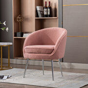 XS018 (Pink ) Pink soft teddy fabric accent dining chair with shining electroplated chrome legs