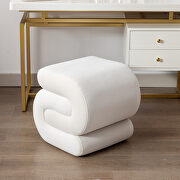 DK017 (White) S-shape velvet fabric ottoman in white