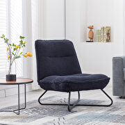 Modern teddy fabric accent armless chair in dark blue main photo