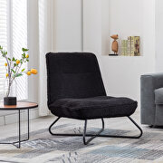 Modern teddy fabric accent armless chair in black main photo