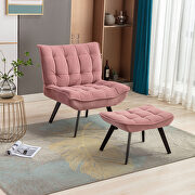 DK023 (Pink) Modern soft pink velvet fabric large accent chair with ottoman