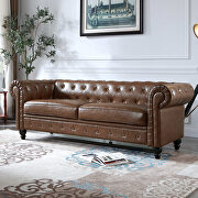 Retro style brown pu couch chesterfield sofas