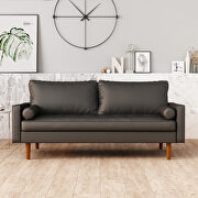 Wideth vegan leather square arm sofa polyvinyl chloride black