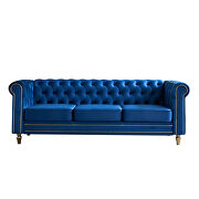 Chesterfield style navy blue velvet tufted sofa main photo