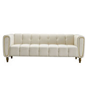 Amy (Beige) Beige velvet fabric tufted low-profile modern sofa