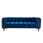 Amy (Navy) Navy velvet fabric tufted low-profile modern sofa