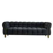 Amanda (Dark Gray) Golden trim & legs sofa in dark gray boucle fabric