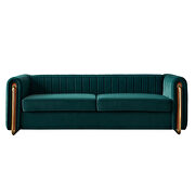 Elena (Green) Channel tufted back green velvet fabric sofa w/ golden legs