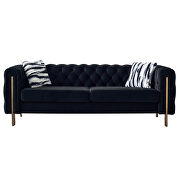 Cindy (Black) 4 gold metal legs velvet tufted chesterfield style sofa in black