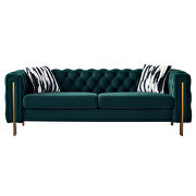 Cindy (Green) 4 gold metal legs velvet tufted chesterfield style sofa in green