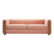 Elena (Rose) Channel tufted back rose velvet fabric sofa w/ golden legs