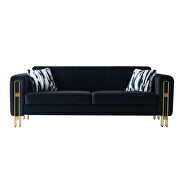 Laetitia (Black) Foam & velvet black glam style low-profile sofa