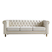 Chesterfield style beige velvet tufted sofa main photo
