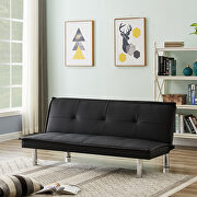 Black pu leather convertible folding futon sofa bed main photo