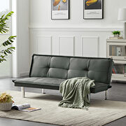 Gray pu leather convertible folding futon sofa bed